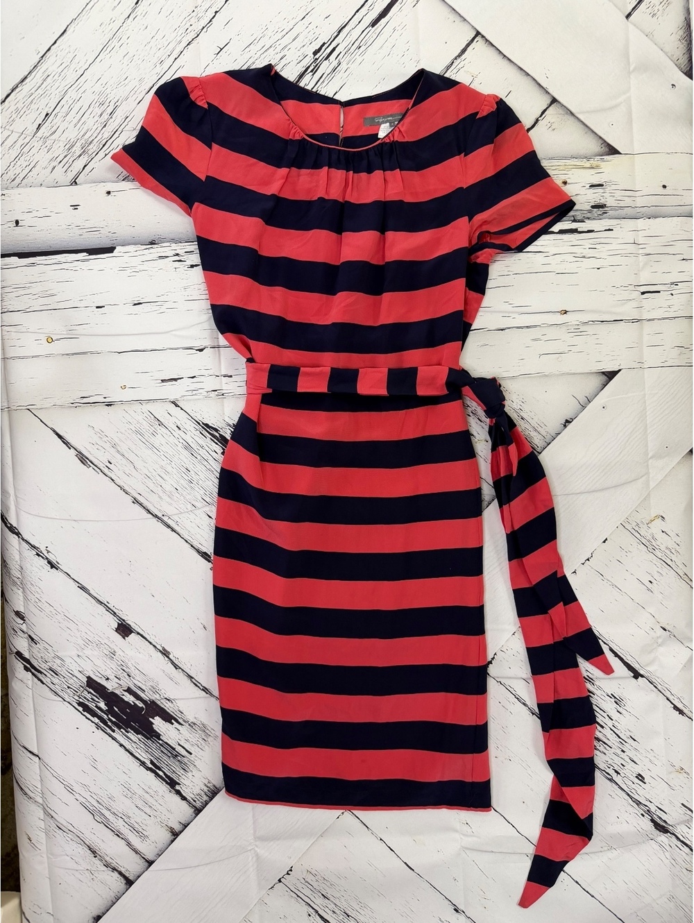 Classic Core Preppy Chic Pippa 100% Silk Striped Dress Women’s Size 4